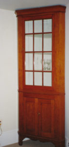 Heidi $3,750 American cherry corner cupboard w 12 pane single door c. 1820
