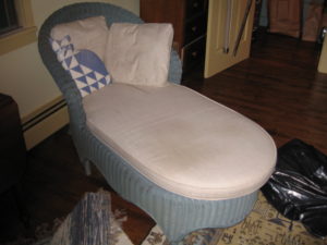Wicker blue chaise $100