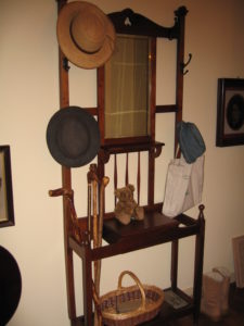 Wood hat and cane holder, mirror & glove box $300